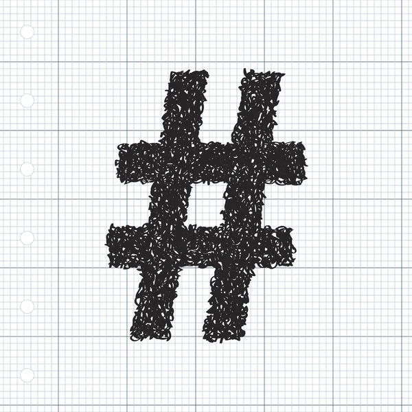 Jednoduchý doodle hash tag — Stockový vektor