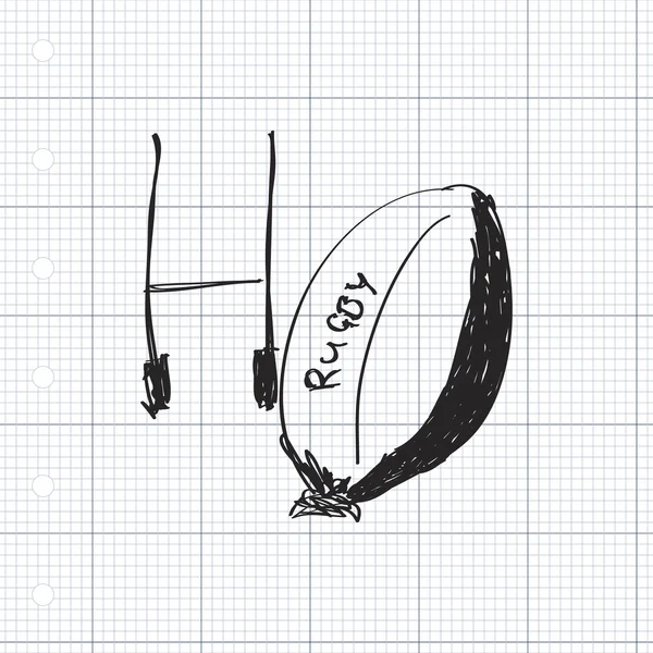 Einfaches Doodle eines Rugbyballs — Stockvektor