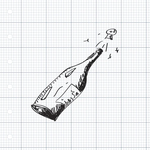 Einfaches Doodle einer Champagnerflasche — Stockvektor