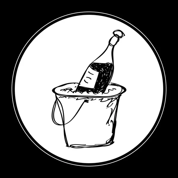 Einfaches Doodle Champagner in einem Eimer — Stockvektor