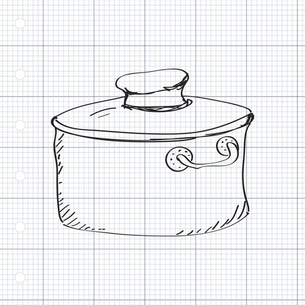 Doodle sederhana dari sebuah saucepan - Stok Vektor