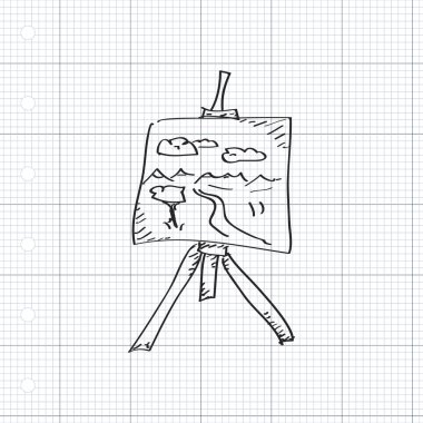 Bir sanatçı şövale basit doodle
