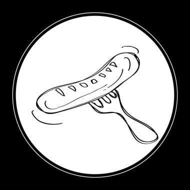 Bir sosis çatal üzerinde basit doodle