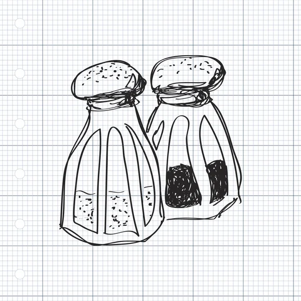 Simple doodle de sel et poivrons — Image vectorielle