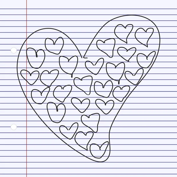 Doodle simples de um coração de amor — Vetor de Stock