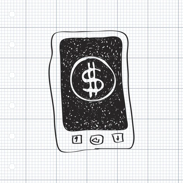 Simple gribouillage de paiements mobiles — Image vectorielle