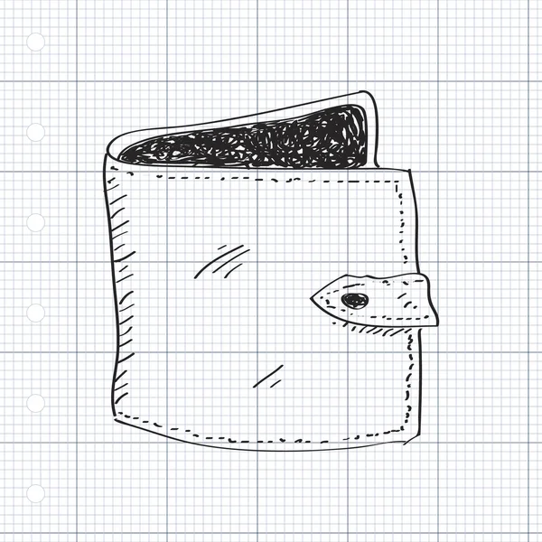 Eenvoudige doodle van een portefeuille — Stockvector
