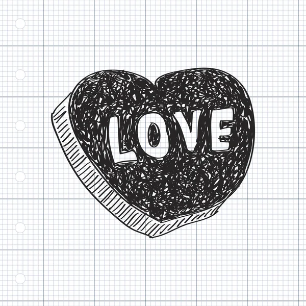Απλή doodle του ένα αγάπη καρδιά — Διανυσματικό Αρχείο