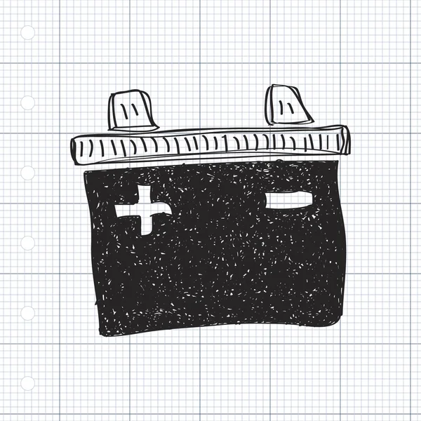 Doodle simples de uma bateria de carro — Vetor de Stock