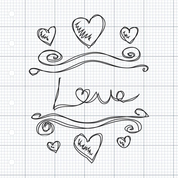 爱的心设计的简便的涂鸦 — 图库矢量图片