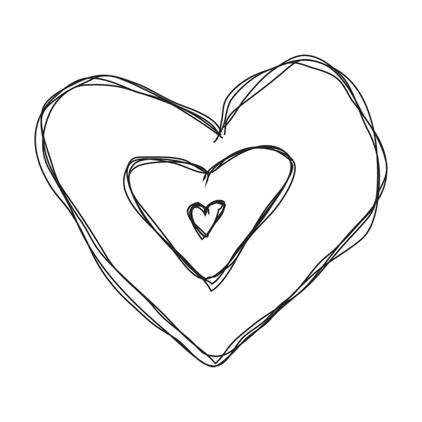 Simple garabato de un corazón de amor — Vector de stock