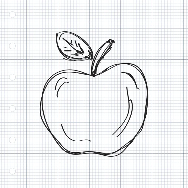 Garabato simple de una manzana — Vector de stock