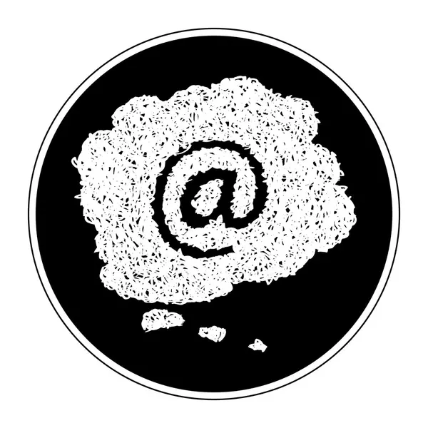 Απλή doodle του ένα email στο σημάδι σκέψη φούσκα — Διανυσματικό Αρχείο