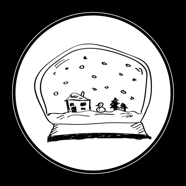 Απλή doodle της μια γυάλινη σφαίρα με χιόνι — Διανυσματικό Αρχείο