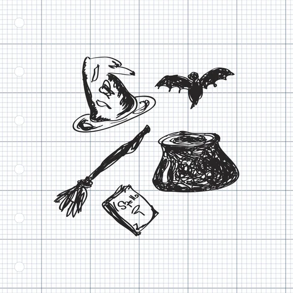 Doodle simples de um jogo de bruxas — Vetor de Stock