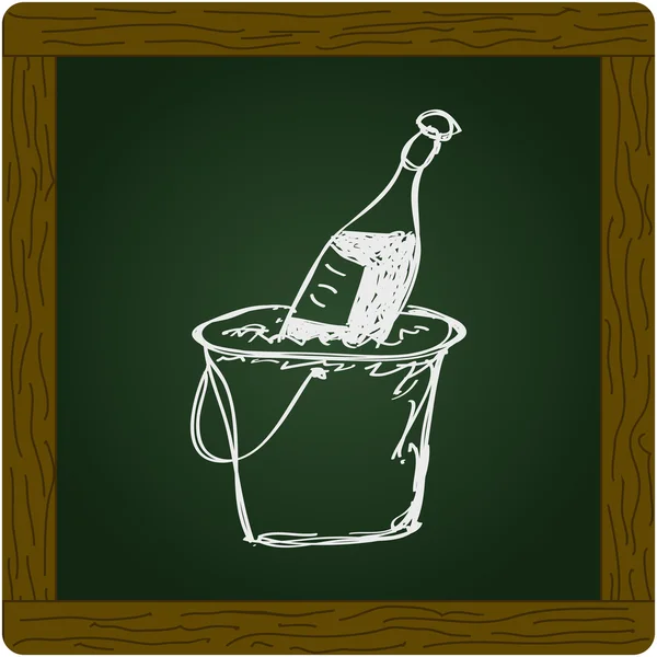 Simple doodle of champagne in a bucket — Stock Vector