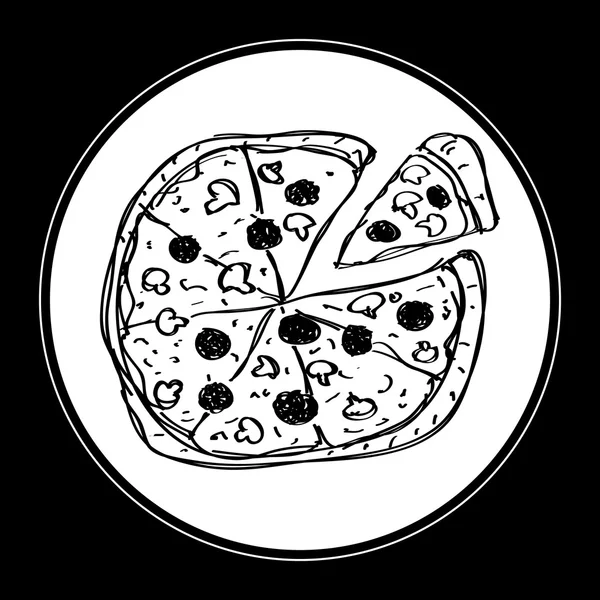 Doodle sederhana dari pizza - Stok Vektor