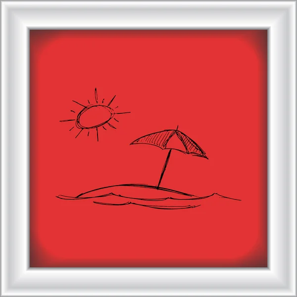 Иллюстрация солнца и зонтика — стоковый вектор