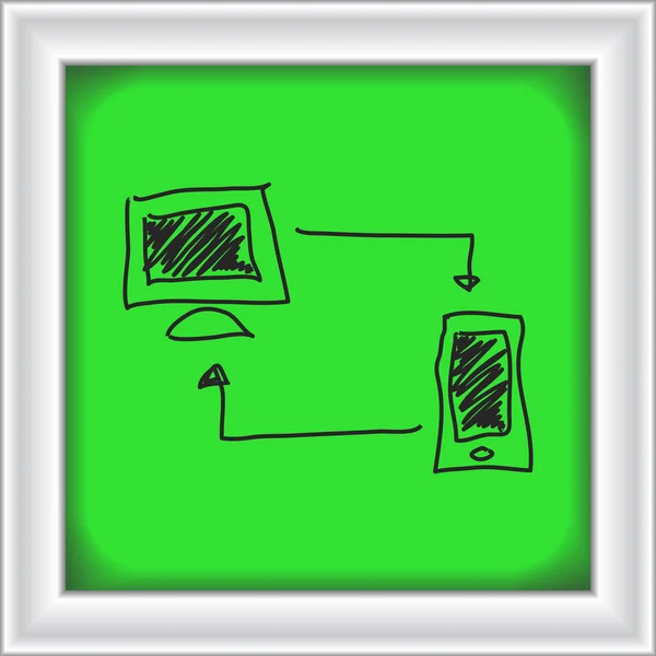 コンピューターと電話のシンプルな落書き — ストックベクタ