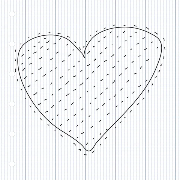 Simple gribouillage d'un cœur d'amour — Image vectorielle