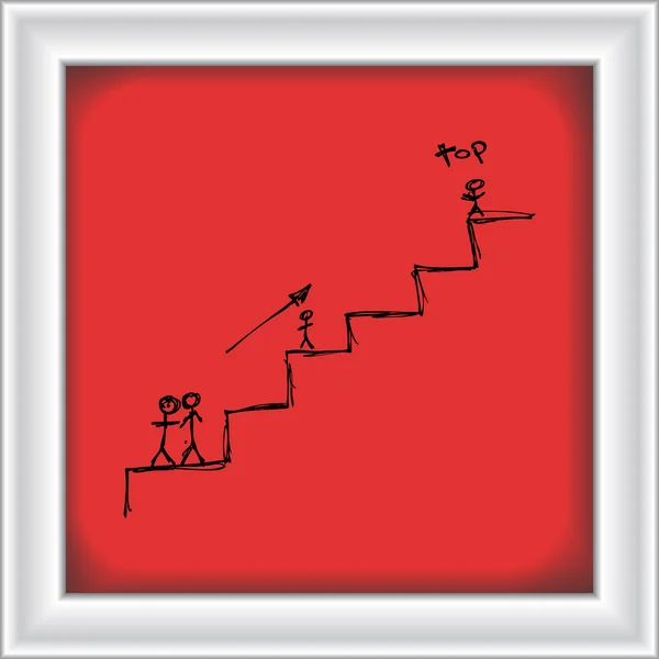 竹竿爬楼梯 — 图库矢量图片
