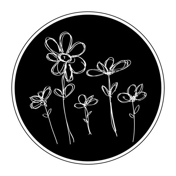 Doodle simples de algumas flores — Vetor de Stock