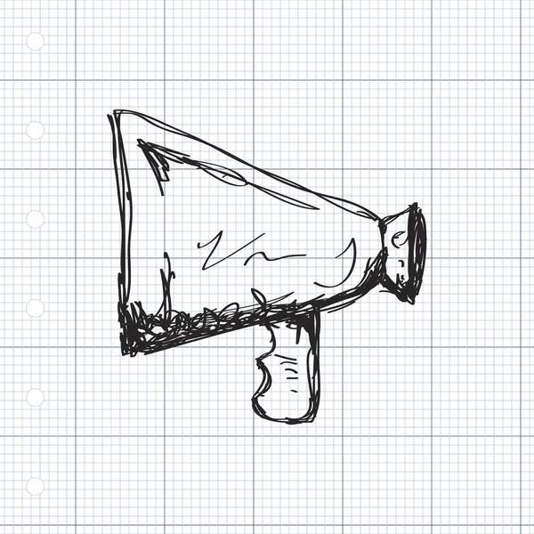 Simple gribouillage d'un mégaphone — Image vectorielle