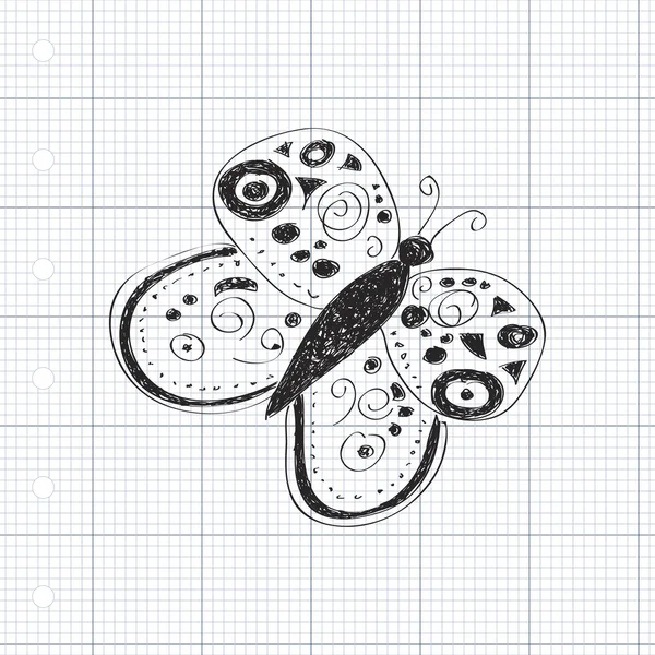 Doodle simples de uma borboleta — Vetor de Stock
