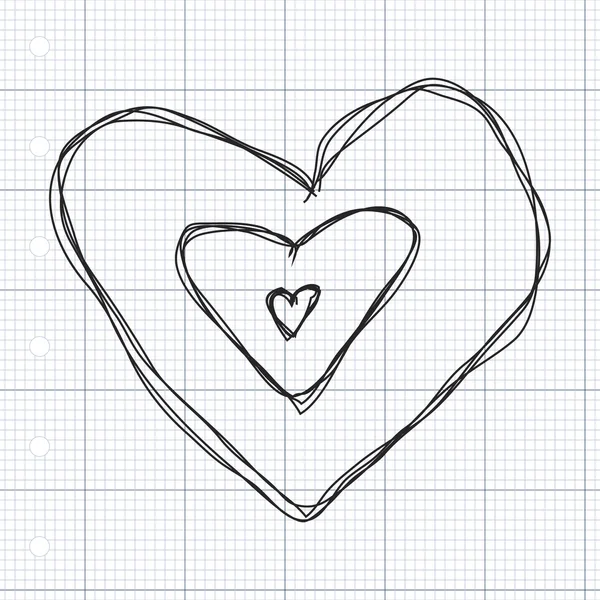 Doodle simples de um coração de amor — Vetor de Stock