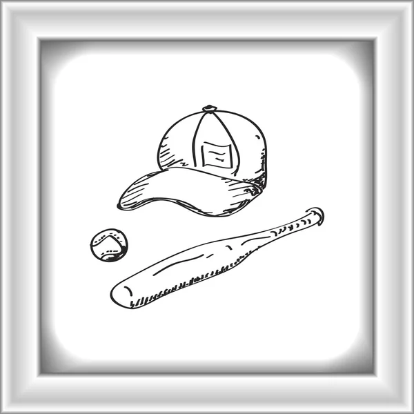 Doodle simples de equipamento de beisebol — Vetor de Stock