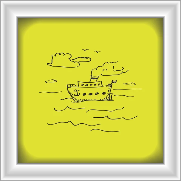 简便的涂鸦的一艘船 — 图库矢量图片