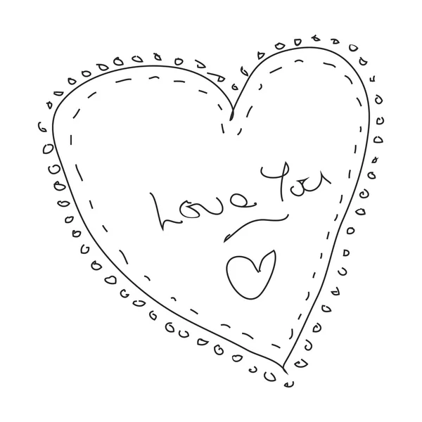 Jednoduchý doodle srdce lásky — Stockový vektor