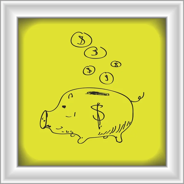 Einfaches Doodle eines Sparschweins — Stockvektor