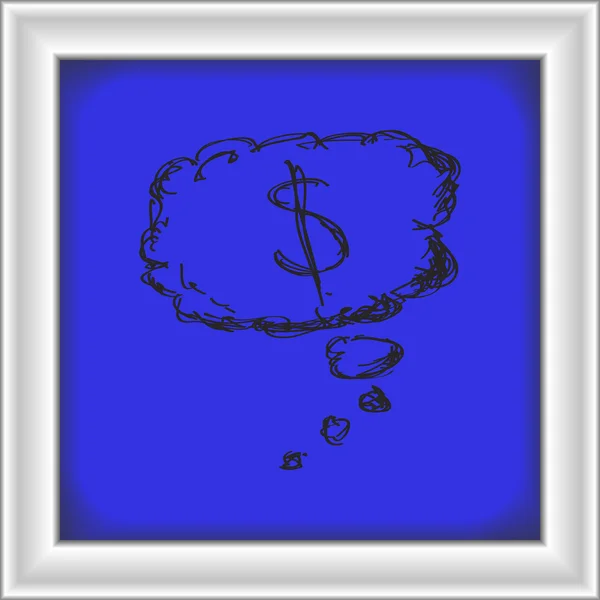 Simple garabato de un pensamiento de dinero — Vector de stock