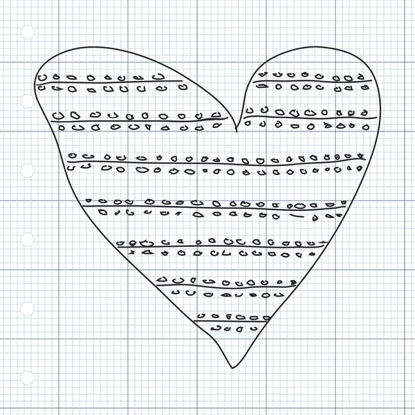 Doodle simples de um coração de amor — Vetor de Stock