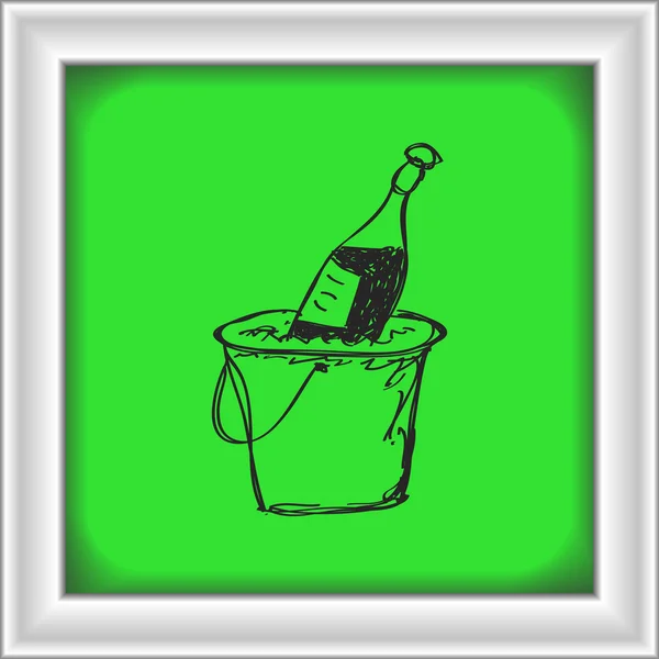Simple doodle de champagne dans un seau — Image vectorielle