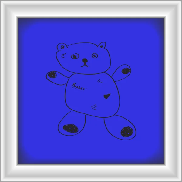 Simple gribouillage d'un ours en peluche — Image vectorielle