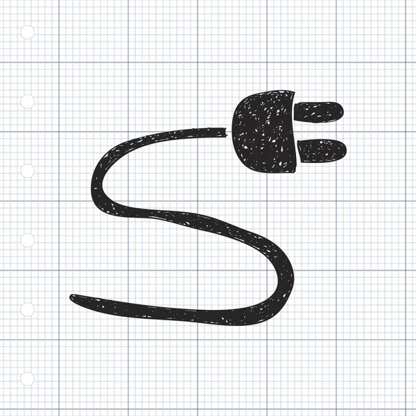 電源ケーブルの単純な落書き — ストックベクタ