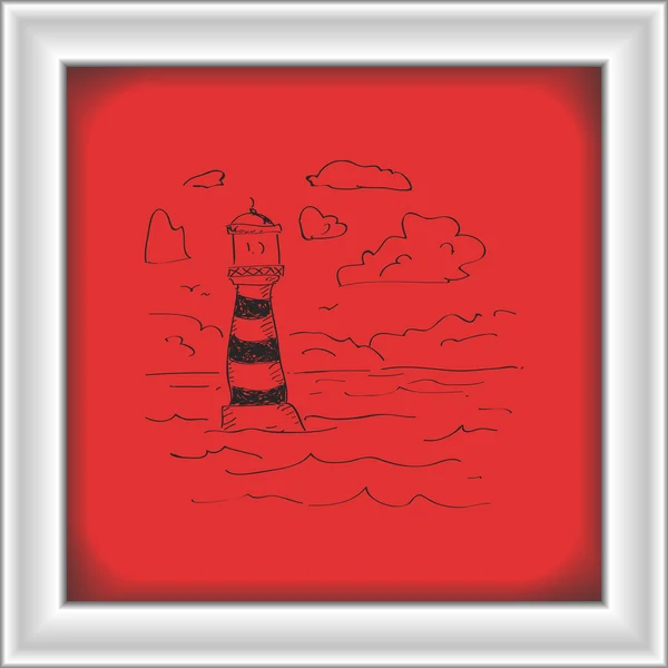 Simple doodle of a lighthouse — Stock Vector
