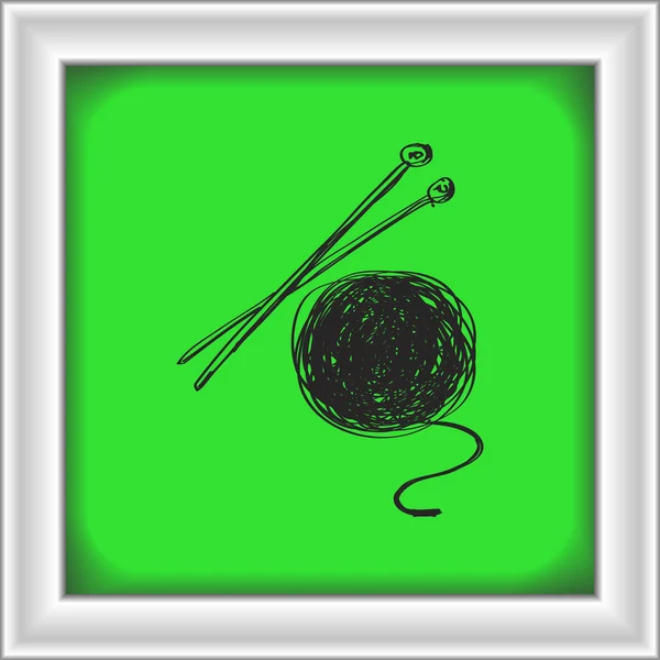 Doodle simple de lana y agujas para tejer — Archivo Imágenes Vectoriales