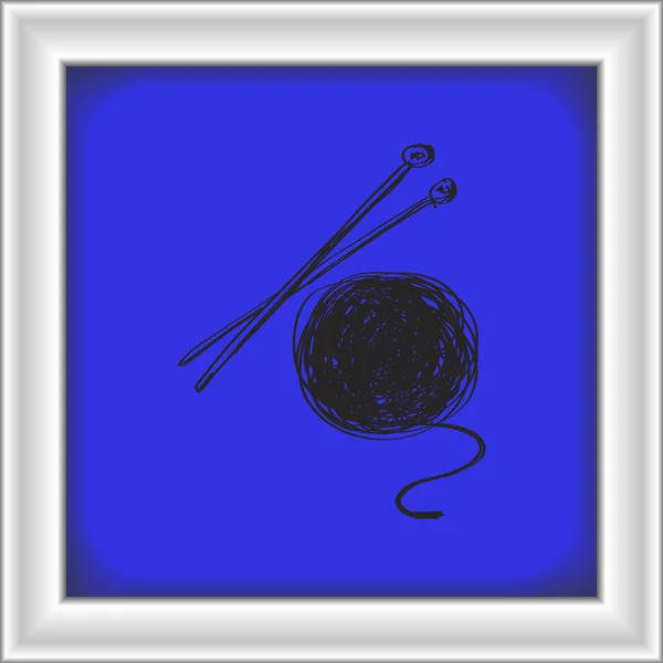 Doodle simple de lana y agujas para tejer — Vector de stock