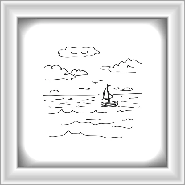 Einfaches Doodle eines Segelbootes — Stockvektor