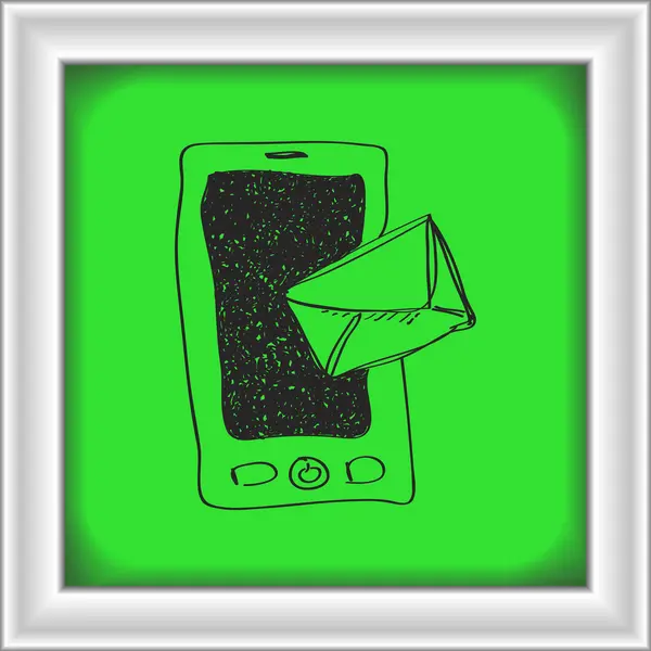 Bir mobil posta ile basit doodle — Stok Vektör
