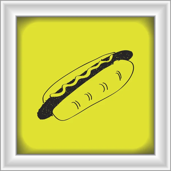 Doodle sederhana dari hotdog - Stok Vektor