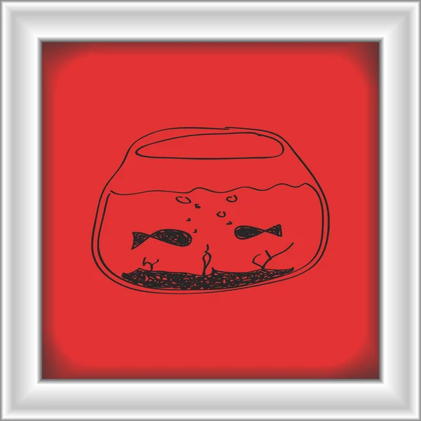 Doodle simples de uma tigela de peixinho dourado — Vetor de Stock
