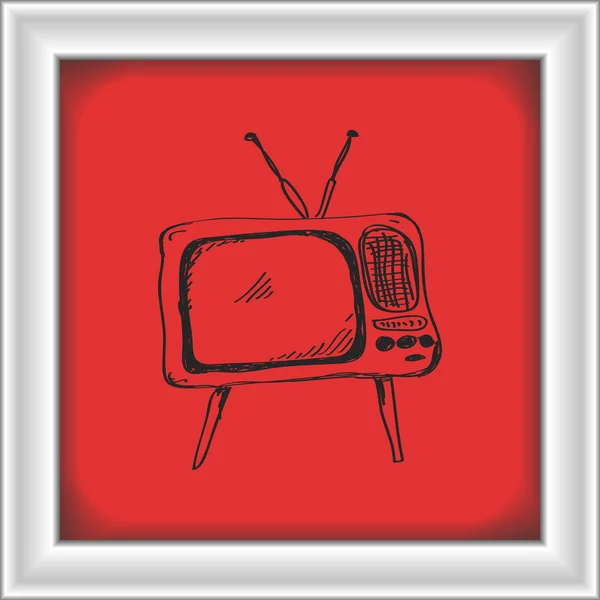 Bir televizyon basit doodle — Stok Vektör