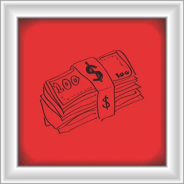 Doodle simples de um maço de notas bancárias — Vetor de Stock
