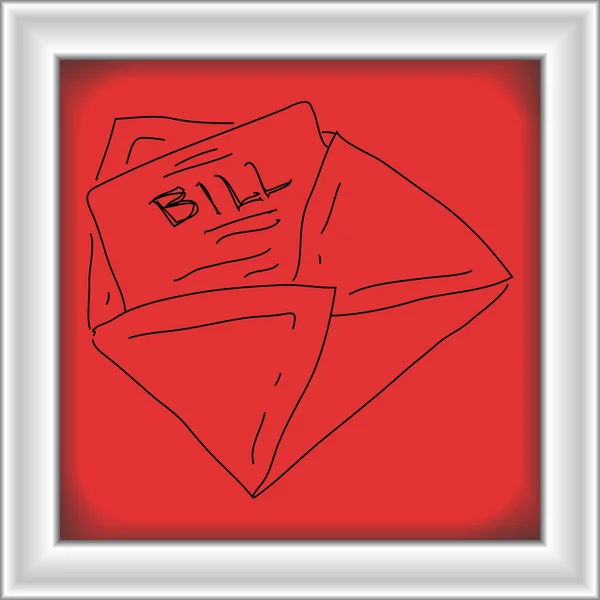 Απλή χέρι συντάσσονται doodle του ένα νομοσχέδιο σε έναν φάκελο — Διανυσματικό Αρχείο