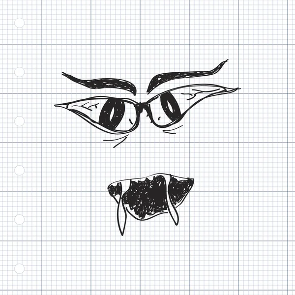 Simple gribouillage d'yeux effrayants — Image vectorielle