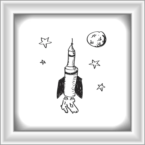 Enkla doodle för en rymdraket — Stock vektor